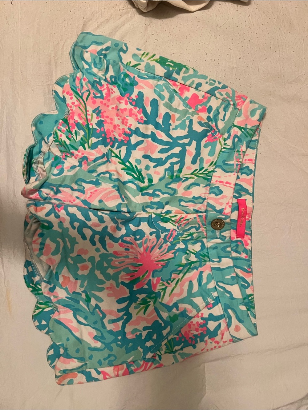 Lilly Pulitzer Aqua, Pink & White Floral Scalloped Skort